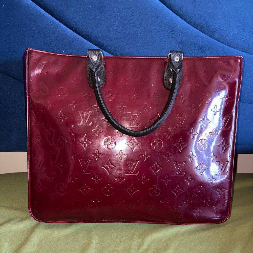 Louis Vuitton Large Columbus Burgundy Embossed Tote